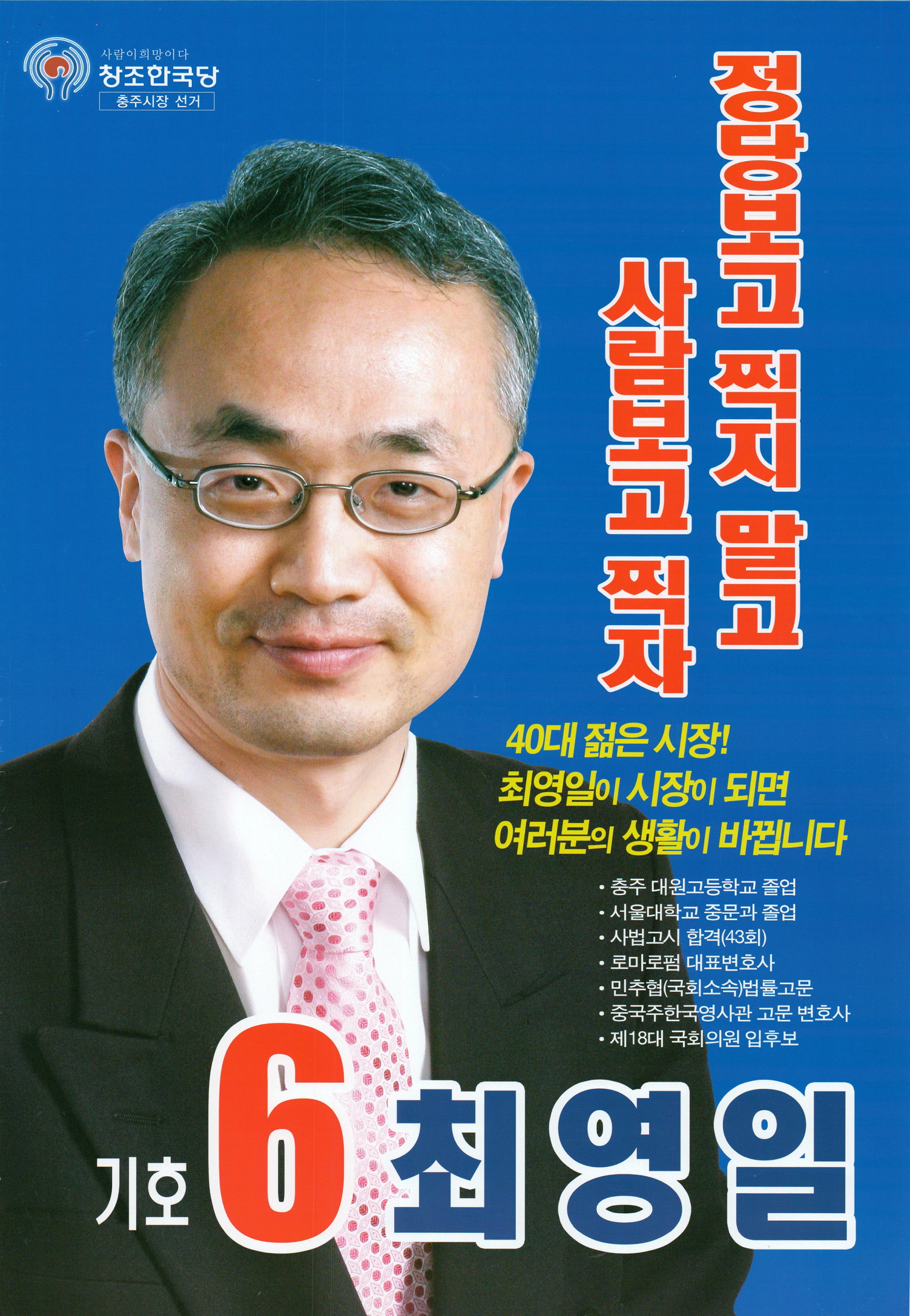 제5회 전국동시지방선거 충주시장선거 최영일 후보 선거벽보