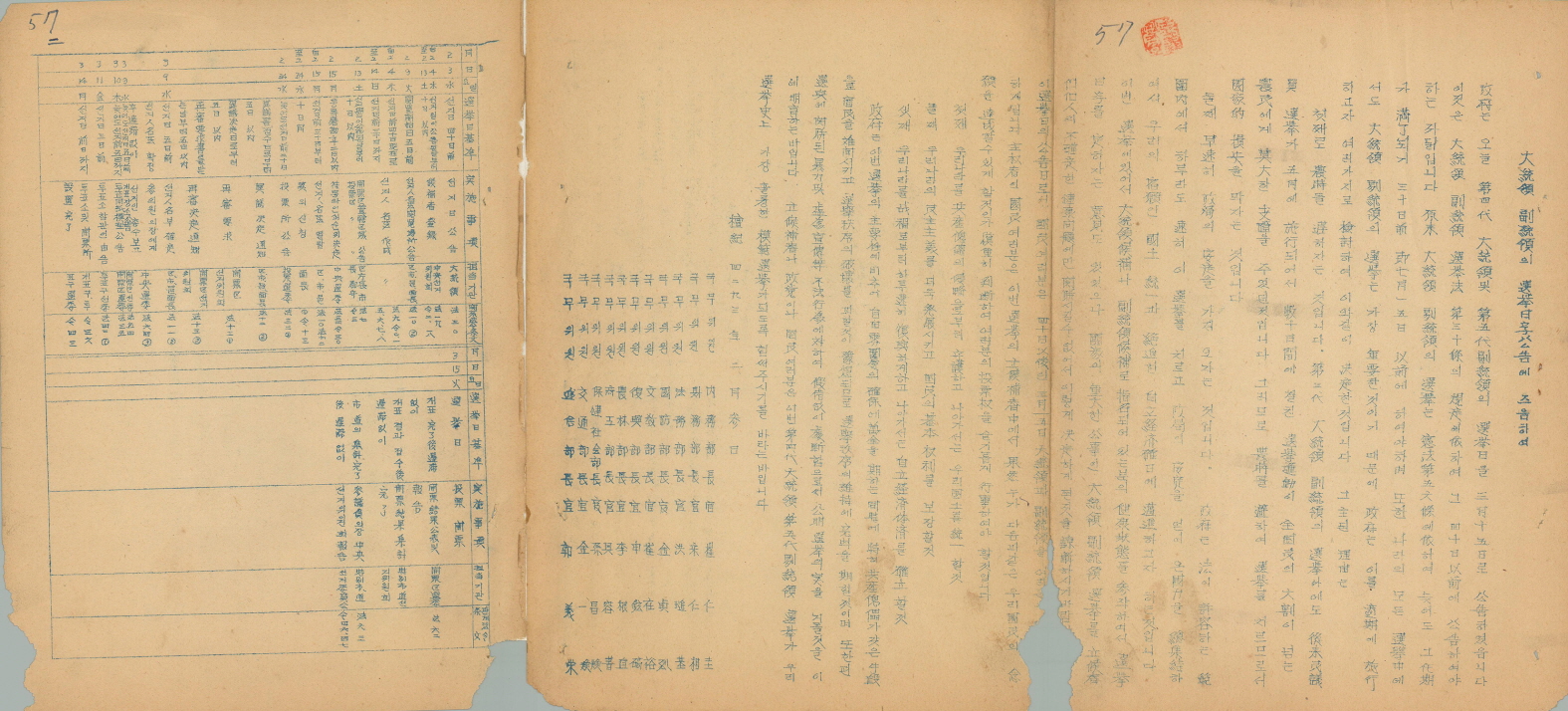 대통령 부통령의 선거일자 공고에 즈음하여